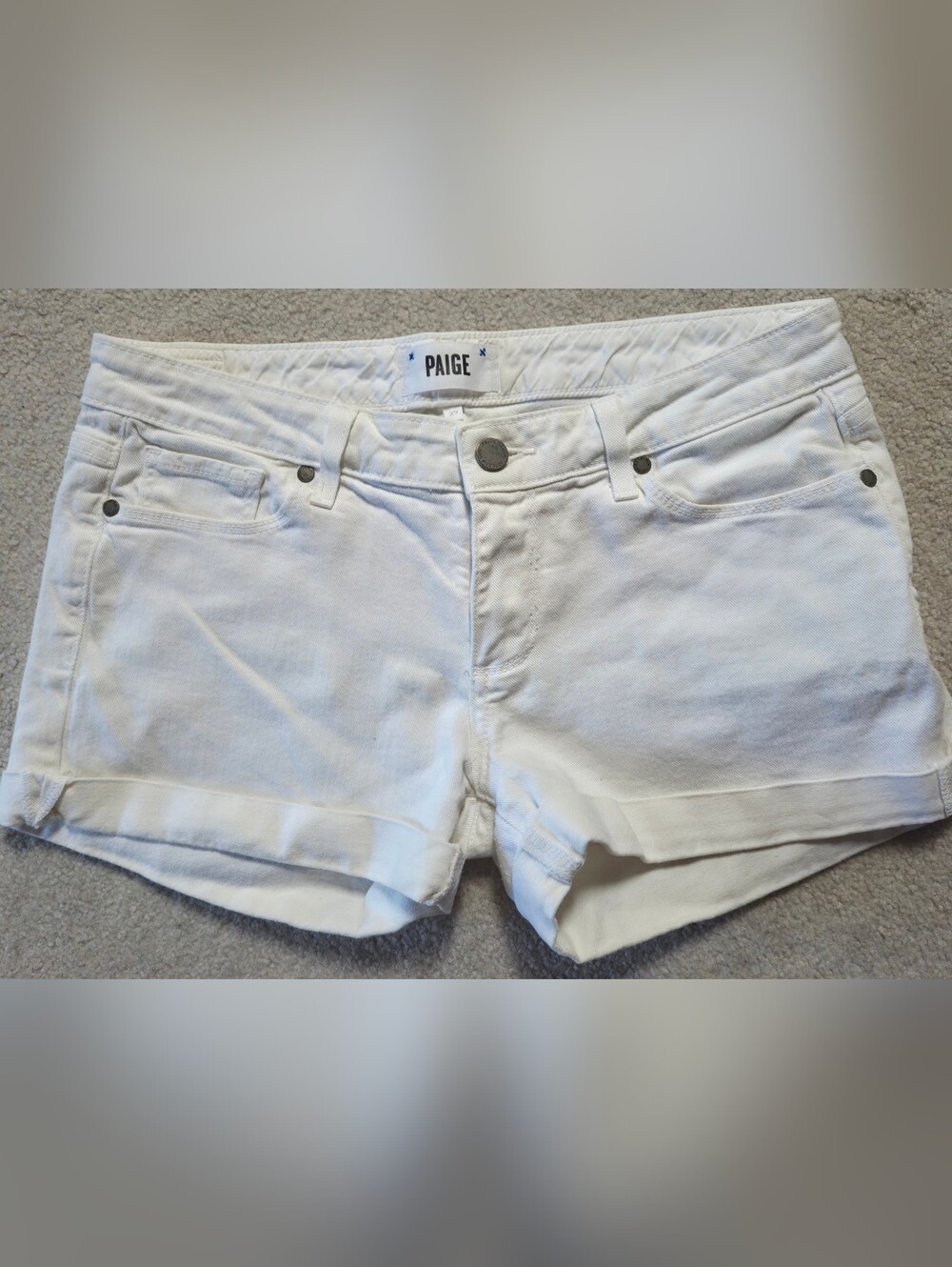 PAIGE White Cuffed Denim Women's Shorts
